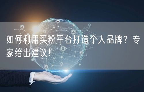 如何利用买粉平台打造个人品牌？专家给出建议！