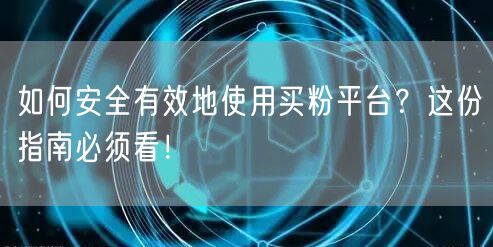 如何安全有效地使用买粉平台？这份指南必须看！