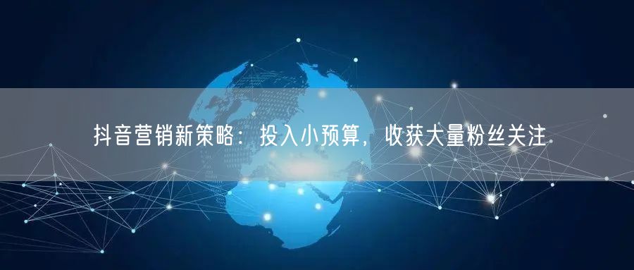 抖音营销新策略：投入小预算，收获大量粉丝关注
