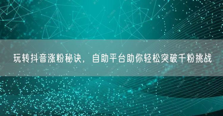 玩转抖音涨粉秘诀，自助平台助你轻松突破千粉挑战