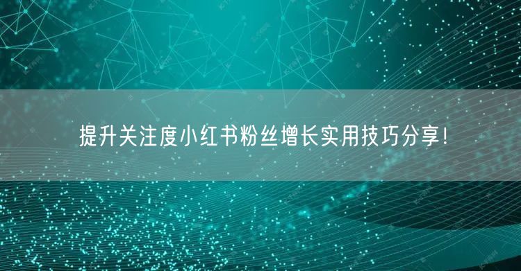 提升关注度小红书粉丝增长实用技巧分享！